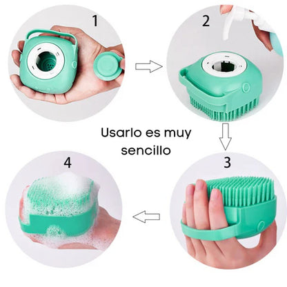 Cepillo de Baño con Dispensador de Jabón para Mascotas