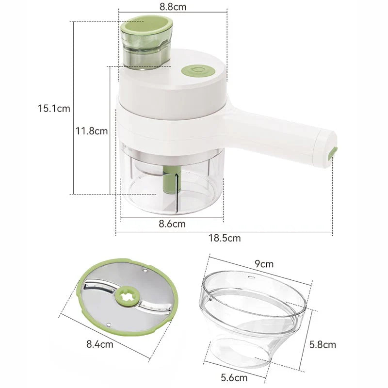 Cortadora Eléctrica Portátil de Verduras 4 en 1