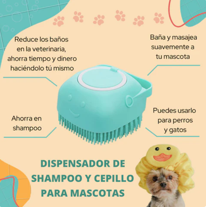 Cepillo de Baño con Dispensador de Jabón para Mascotas